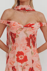 Kaycee Drop Waist Maxi Dress Floral Red
