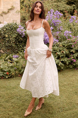 White Broderie Anglais Midi Skirt