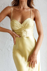Azara Pintuck Bodice Maxi Dress Yellow